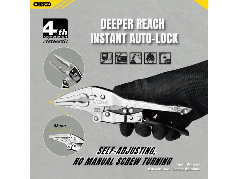 7-Inch 4th Gen Curved Jaw Self-Adjusting Long Nose Locking Pliers