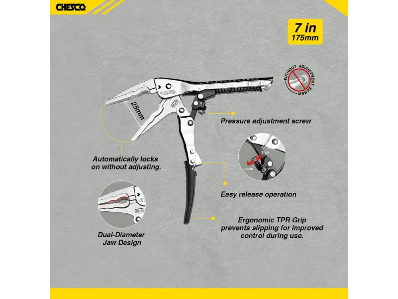 7-Inch 4th Gen Curved Jaw Self-Adjusting Long Nose Locking Pliers